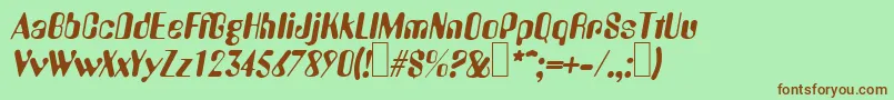 フォントA770DecoItalic – 緑の背景に茶色のフォント