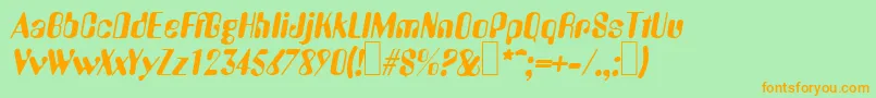 A770DecoItalicフォントについての詳細 フォントA770DecoItalic – オレンジの文字が緑の背景にあります。