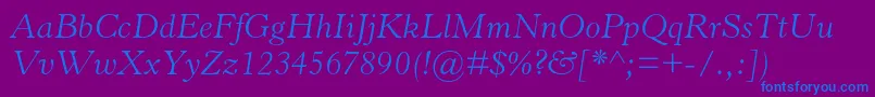 HorleyoldstylemtstdLightit Font – Blue Fonts on Purple Background