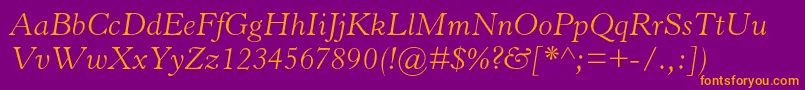 HorleyoldstylemtstdLightit Font – Orange Fonts on Purple Background