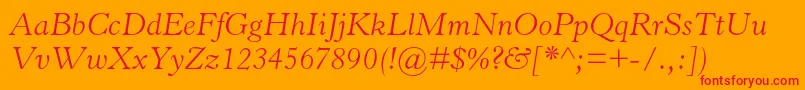 フォントHorleyoldstylemtstdLightit – オレンジの背景に赤い文字