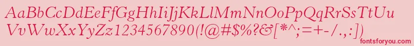 フォントHorleyoldstylemtstdLightit – ピンクの背景に赤い文字