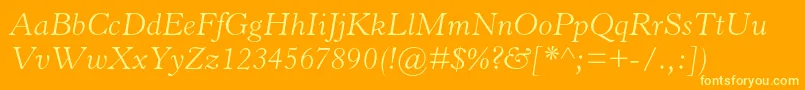 HorleyoldstylemtstdLightit Font – Yellow Fonts on Orange Background