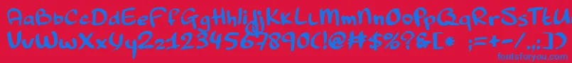 Pinda-Schriftart – Blaue Schriften auf rotem Hintergrund