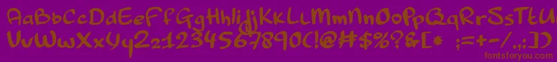 Pinda-Schriftart – Braune Schriften auf violettem Hintergrund