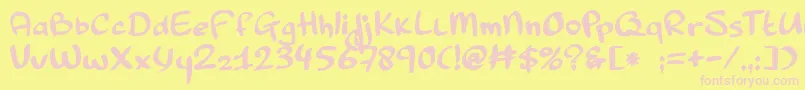 フォントPinda – ピンクのフォント、黄色の背景