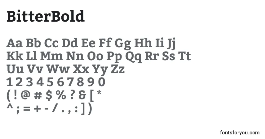 A fonte BitterBold – alfabeto, números, caracteres especiais