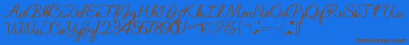 BelindaRegularTtnorm-Schriftart – Braune Schriften auf blauem Hintergrund