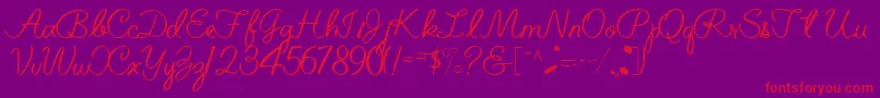 BelindaRegularTtnorm-Schriftart – Rote Schriften auf violettem Hintergrund