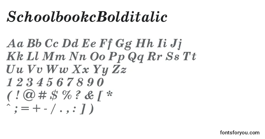 Czcionka SchoolbookcBolditalic – alfabet, cyfry, specjalne znaki