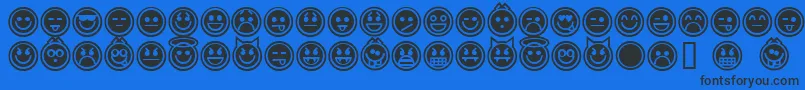 EmoticonsOutline-Schriftart – Schwarze Schriften auf blauem Hintergrund