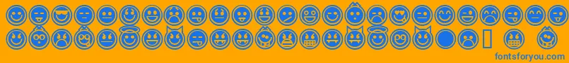 EmoticonsOutline Font – Blue Fonts on Orange Background