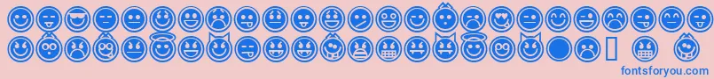 EmoticonsOutline-Schriftart – Blaue Schriften auf rosa Hintergrund