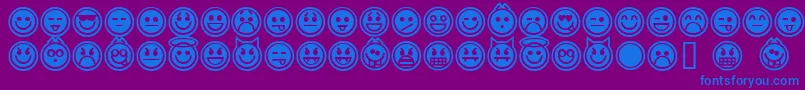 EmoticonsOutline Font – Blue Fonts on Purple Background