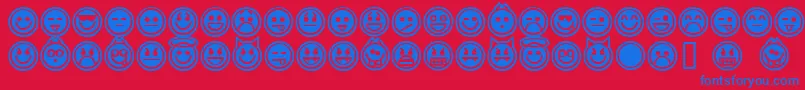 EmoticonsOutline-Schriftart – Blaue Schriften auf rotem Hintergrund
