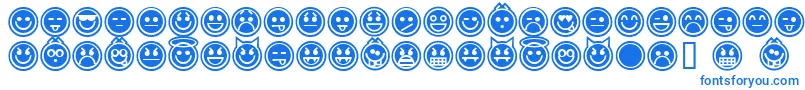 EmoticonsOutline Font – Blue Fonts on White Background
