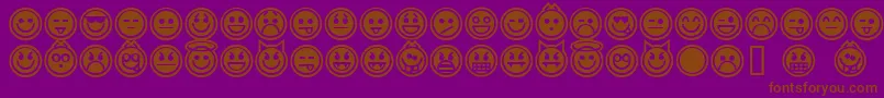 EmoticonsOutline-fontti – ruskeat fontit violetilla taustalla