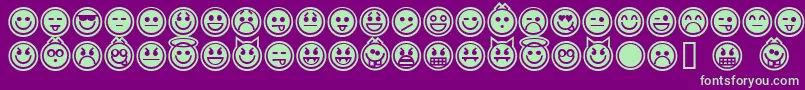 EmoticonsOutline Font – Green Fonts on Purple Background