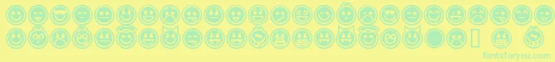 Czcionka EmoticonsOutline – zielone czcionki na żółtym tle