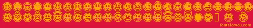 EmoticonsOutline-Schriftart – Orangefarbene Schriften auf rotem Hintergrund