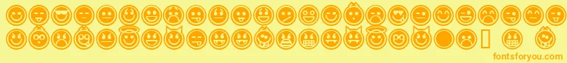 Czcionka EmoticonsOutline – pomarańczowe czcionki na żółtym tle