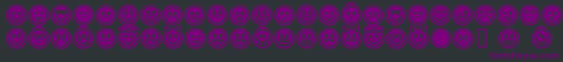 Czcionka EmoticonsOutline – fioletowe czcionki na czarnym tle