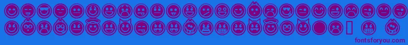 EmoticonsOutline Font – Purple Fonts on Blue Background