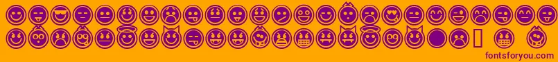 EmoticonsOutline-fontti – violetit fontit oranssilla taustalla