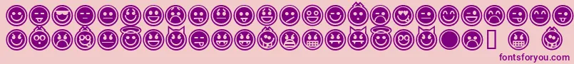 EmoticonsOutline-fontti – violetit fontit vaaleanpunaisella taustalla