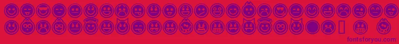 EmoticonsOutline Font – Purple Fonts on Red Background