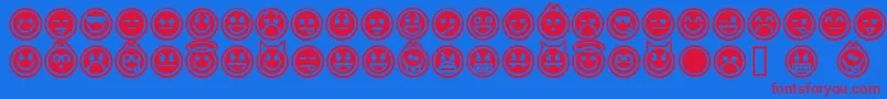 EmoticonsOutline-fontti – punaiset fontit sinisellä taustalla