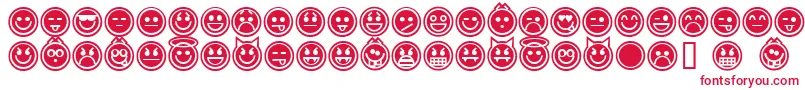 Czcionka EmoticonsOutline – czerwone czcionki na białym tle