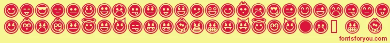 Czcionka EmoticonsOutline – czerwone czcionki na żółtym tle