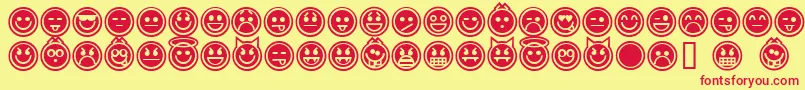 フォントEmoticonsOutline – 赤い文字の黄色い背景