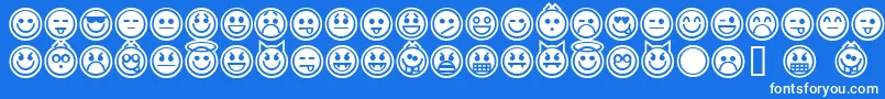 Czcionka EmoticonsOutline – białe czcionki na niebieskim tle