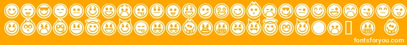 Czcionka EmoticonsOutline – białe czcionki na pomarańczowym tle