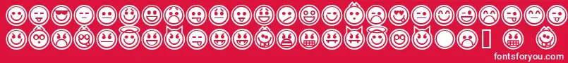 Czcionka EmoticonsOutline – białe czcionki na czerwonym tle