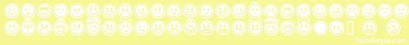 Fonte EmoticonsOutline – fontes brancas em um fundo amarelo