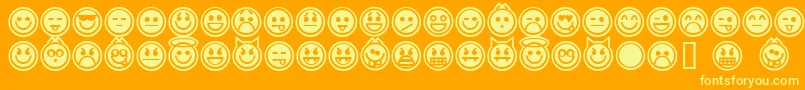 EmoticonsOutline-Schriftart – Gelbe Schriften auf orangefarbenem Hintergrund