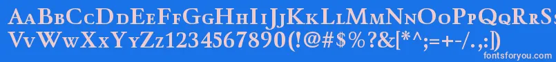 WinthorpescBold-fontti – vaaleanpunaiset fontit sinisellä taustalla