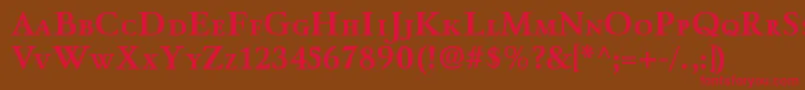 フォントWinthorpescBold – 赤い文字が茶色の背景にあります。
