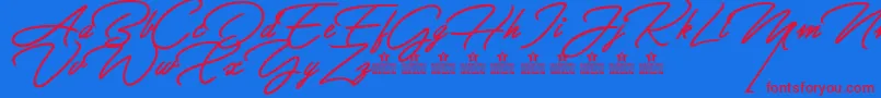 GreatDayBoldPersonalUse Font – Red Fonts on Blue Background