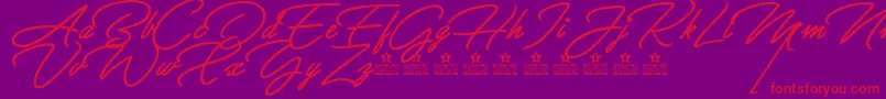 GreatDayBoldPersonalUse-Schriftart – Rote Schriften auf violettem Hintergrund