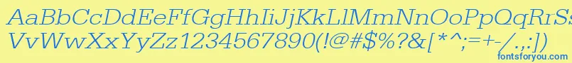 More about UrwegyptiennetligextwidOblique Font UrwegyptiennetligextwidOblique Font – Blue Fonts on Yellow Background
