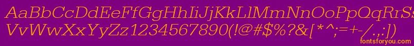 UrwegyptiennetligextwidOblique-Schriftart – Orangefarbene Schriften auf violettem Hintergrund