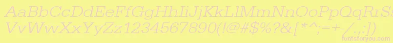 UrwegyptiennetligextwidOblique Font – Pink Fonts on Yellow Background
