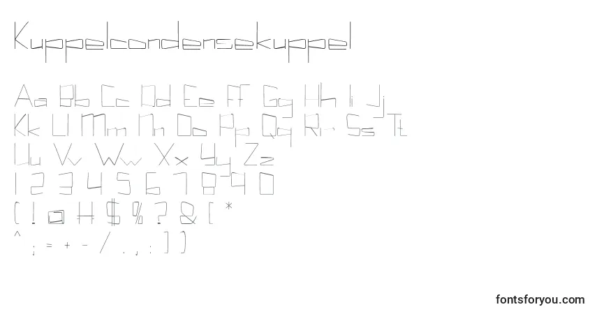 A fonte Kuppelcondensekuppel – alfabeto, números, caracteres especiais
