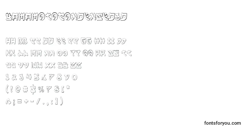 A fonte YamaMotoCondensed3D – alfabeto, números, caracteres especiais