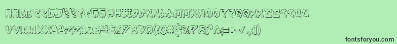 YamaMotoCondensed3D-fontti – mustat fontit vihreällä taustalla
