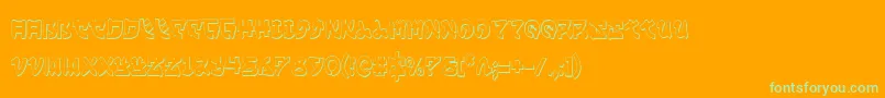 YamaMotoCondensed3D-Schriftart – Grüne Schriften auf orangefarbenem Hintergrund